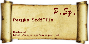 Petyka Szófia névjegykártya
